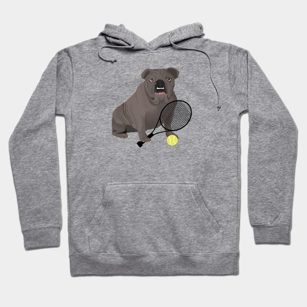 Tennis Gray Bulldog Hoodie by College Mascot Designs